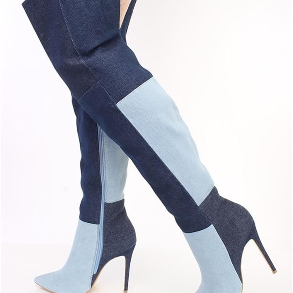 SHOE REPUBLIC / 7.5 Blue denim over the knee boots #denimboots - Picture 10 of 10